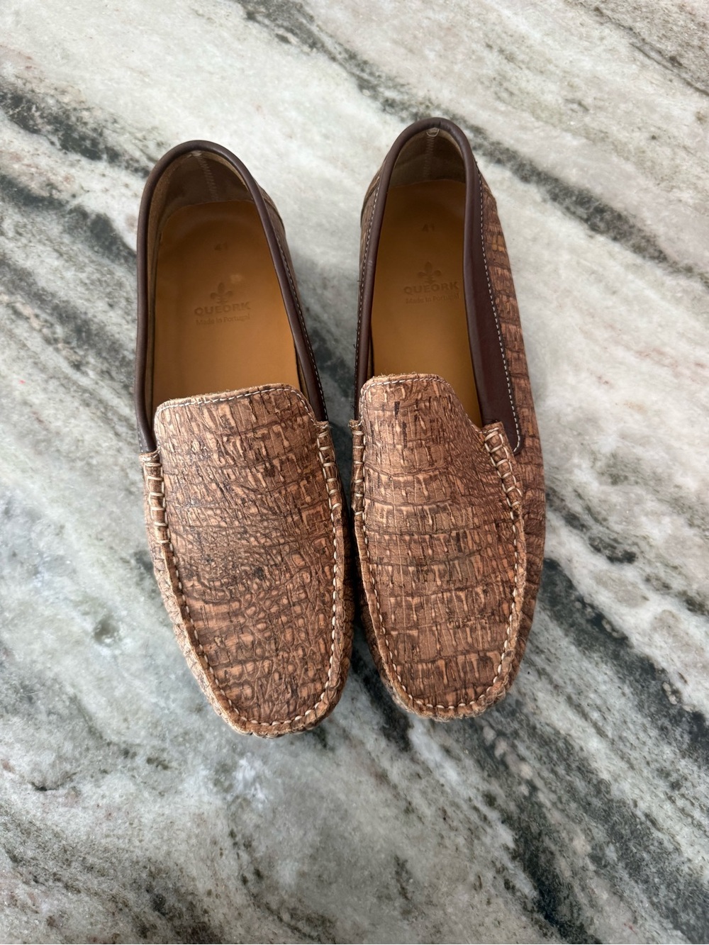 Anthropologie Brown Croc-Texture Slip-On Loafers